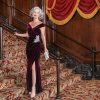 Womens Long Velvet Off The Shoulder Fit and Flare Holiday Dress, Formal Gown (Petite and Regular Sizes)