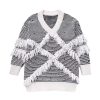 Fall and Winter Women's Loose Striped Fringe Trimmed Knit Sweater
