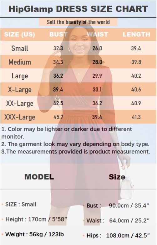 Women's Casual 3/4 Sleeve V-Neck A-Line Dress Cocktail Church Flare Swing Semi Formal Midi Fall Dresses with Pockets