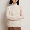 Women's Turtle Neck 100 Percent Cashmere Cable Knit Pullover Fall Winter Thick Warm Casual Style