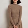 Women's Versatile 100 Percent Cashmere Mock Neck Pullover Fall Winter Slim Basic Soft Warm Sweater