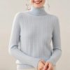 Women's High Collar 100 Percent Cashmere Cable Knit Turtleneck Sweater Fall Winter Pullover