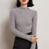 Women's Versatile 100 Percent Cashmere Mock Neck Pullover Fall Winter Slim Basic Soft Warm Sweater
