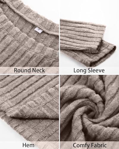 3 Pack Women's Long Sleeve Sweater Tunic Dresses - Loose Fitting Knit Crew Neck for Casual Fall Winter