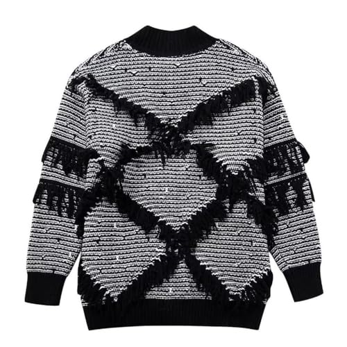 V Neck Loose Fall and Winter Women's Tassel Trimmed Knit Cardigan Sweater