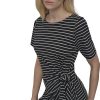 Womens Front Tie Boat Neck Short Sleeve Dress