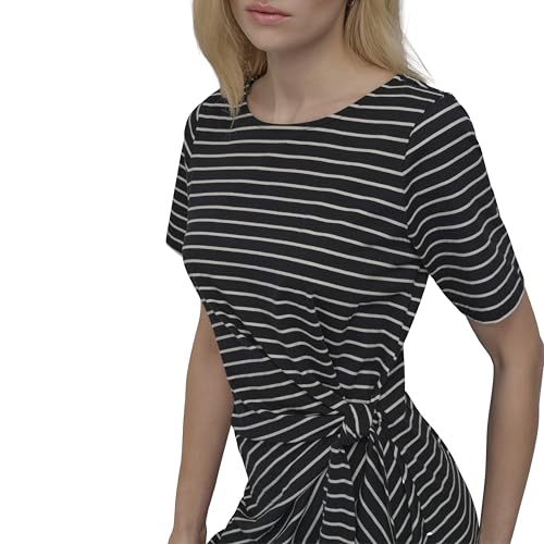 Womens Front Tie Boat Neck Short Sleeve Dress