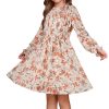 Girls' Fall Long Sleeve Dresses Kids Floral Winter Formal Dress Girl Casual Fancy Midi Clothes Size 6-14