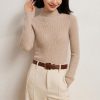Women's Versatile 100 Percent Cashmere Mock Neck Pullover Fall Winter Slim Basic Soft Warm Sweater