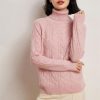 Women's Turtle Neck 100 Percent Cashmere Cable Knit Pullover Fall Winter Thick Warm Casual Style