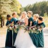 Flutter Sleeve Velvet Bridesmaids Dresses V Neck Women Wedding Long Bridesmaid Dresses for Fall