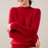 Women's Thick 100 Percent Cashmere Mock Neck Long Sleeve Pullover Fall Winter Basic Soft Warm Casual