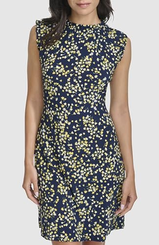 Women's Sleeveless Ruffle Neck Jersey Dress
