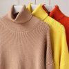 Womens Oversized Turtleneck Sweater Fall Winter Loose Fit Pullover Tops Blue Orange